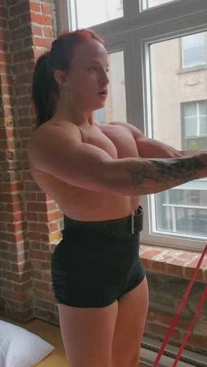 Bodybuilder Fitness Muscular Girl Natural Tits Small Tits Thick gif