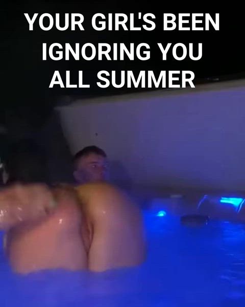 ass shaking caption cheating cuckold fingering girlfriend hot tub hotwife party wet