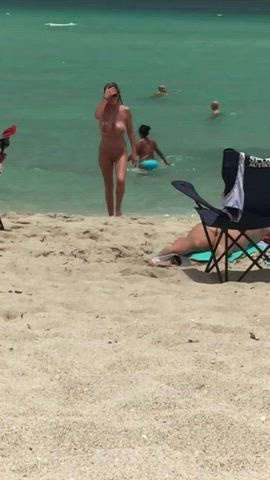 My wife at Haulover Beach