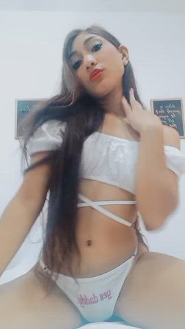 Colombian Latina Long Hair Sensual Skinny Teen Tight Ass Tight Pussy Underwear gif