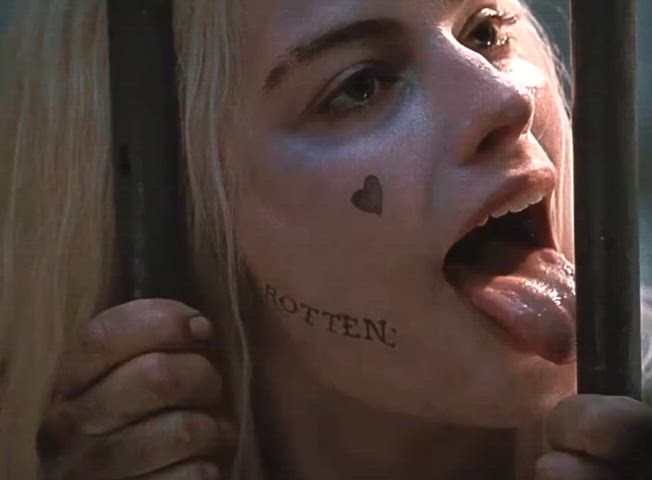 harley quinn margot robbie tongue gif