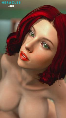 3d animation big tits green eyes lipstick milf redhead solo tiktok vertical gif