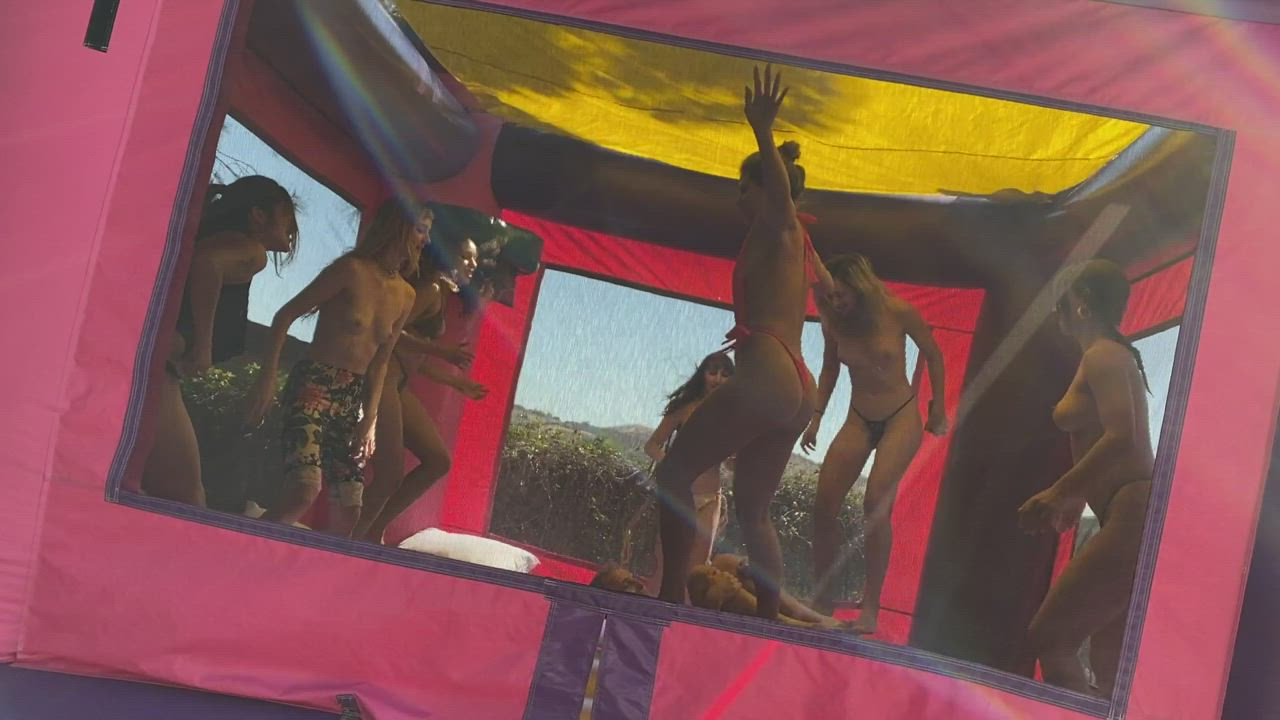 Bounce house with friends.