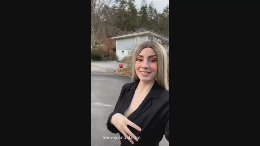 Amateur Flashing Outdoor Public gif