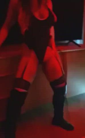 dancing micro bikini stockings thighs gif