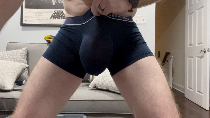 Bulging in Blue Briefs