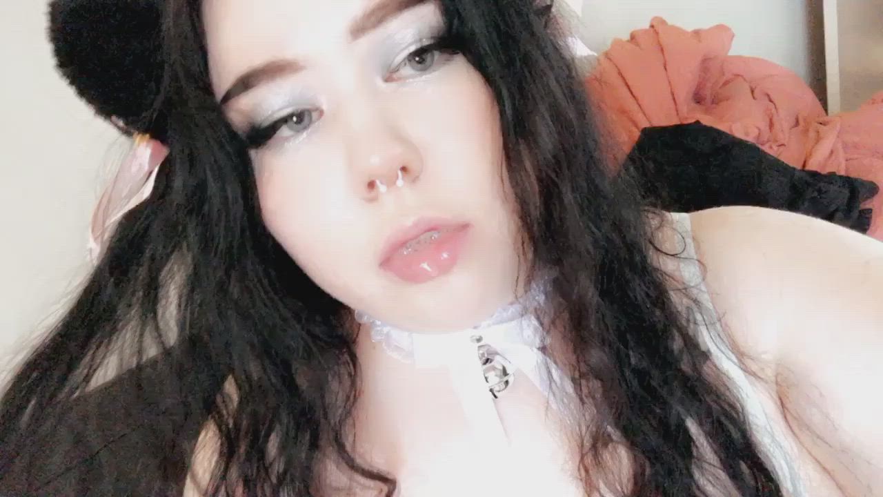 Alt Chubby Goth Kitten Kitty Kitty Core PetPlay Saliva Spit Tongue Fetish gif