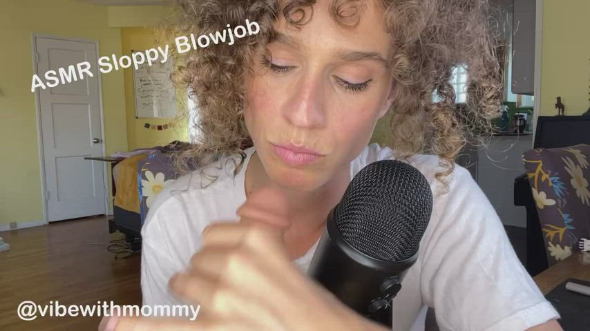 asmr blowjob brunette curly hair eye contact jewish manyvids onlyfans sloppy gif
