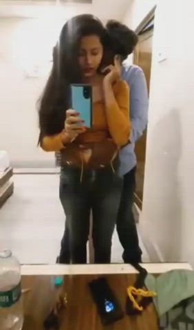 boyfriend desi fingering girlfriend hotel indian mirror moaning rubbing gif