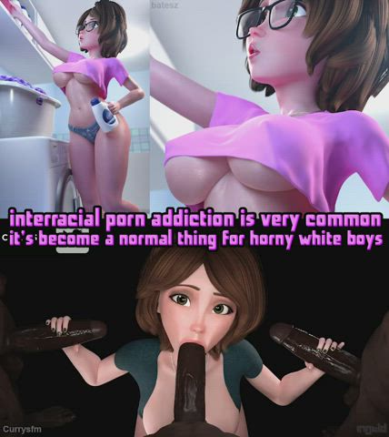 3D Animation BBC Caption Interracial Split Screen Porn gif