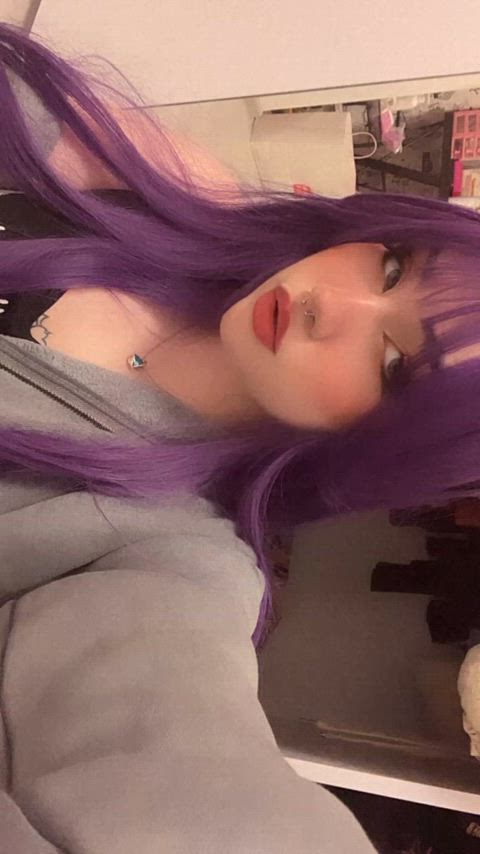 purple hair ahegao