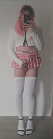 knee high socks masturbating schoolgirl trans gif