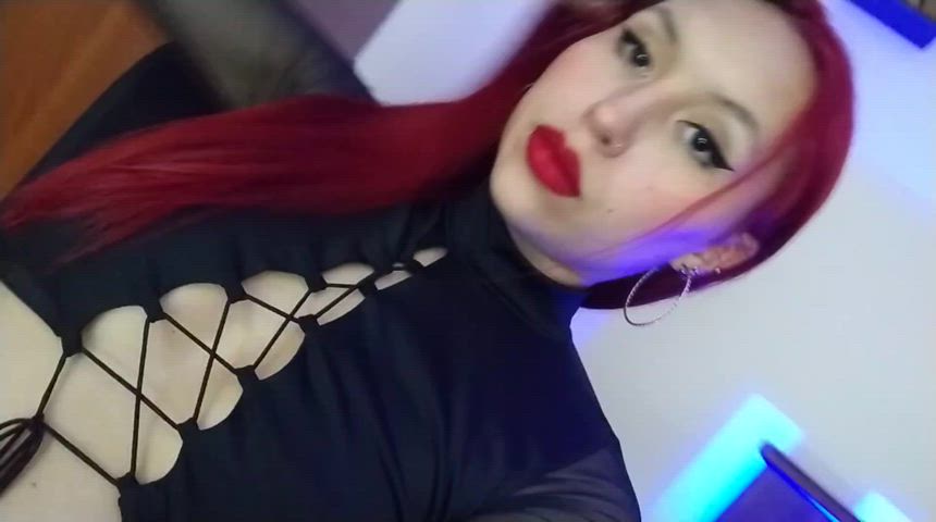 dominant domination femdom mistress red hair sensual small tits gif