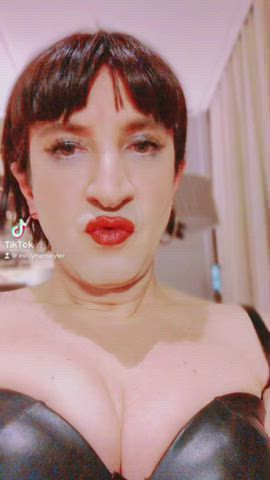 crossdressing lips lipstick fetish tiktok tits trans gif