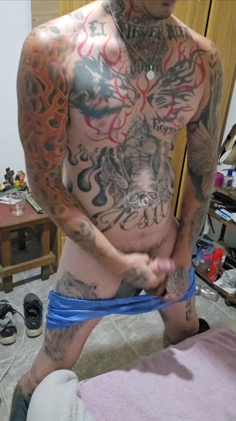 big dick cum cumshot male masturbation masturbating onlyfans tattoo massive-cock