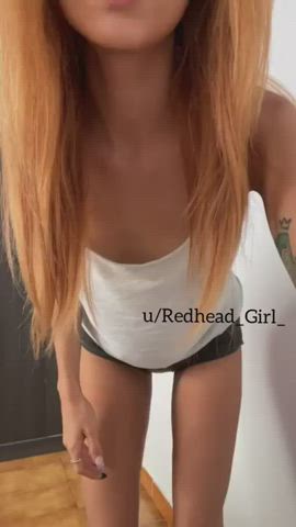 Homemade Legs NSFW Natural Tits Panties Redhead Small Tits Strip Topless gif