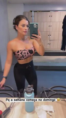 blonde body boobs brazilian celebrity goddess leggings tank top tease tiktok gif