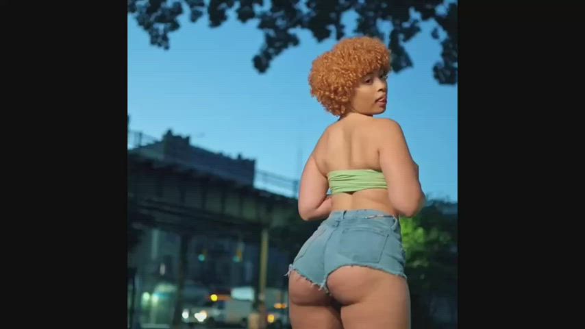 afro booty jean shorts gif