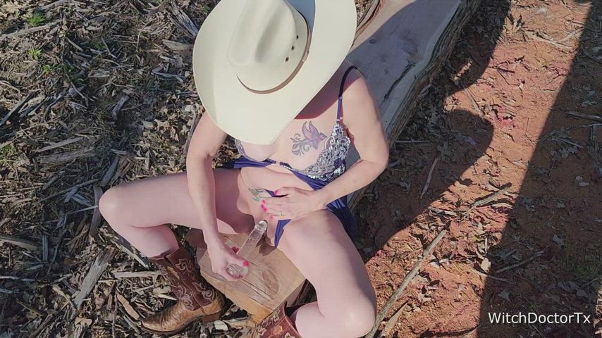 This cowgirl MILF loves being outdoors