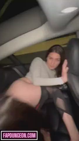 Keeping her pussy clean in the backseat of her car
