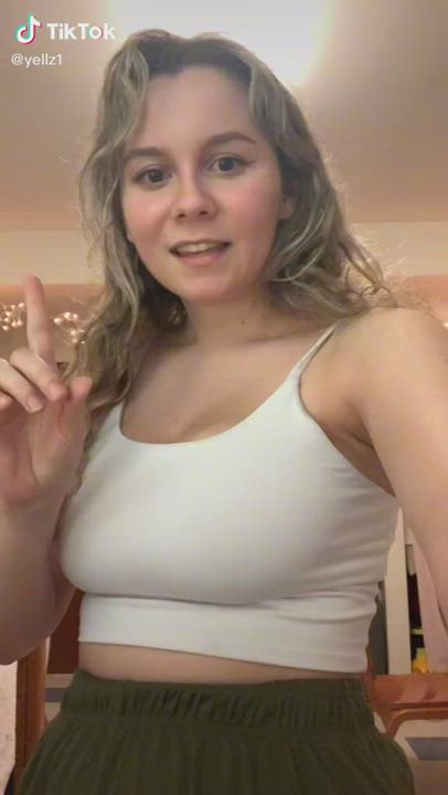 Big Tits Blonde Busty Clothed Cute Natural Teen Tight TikTok Top gif