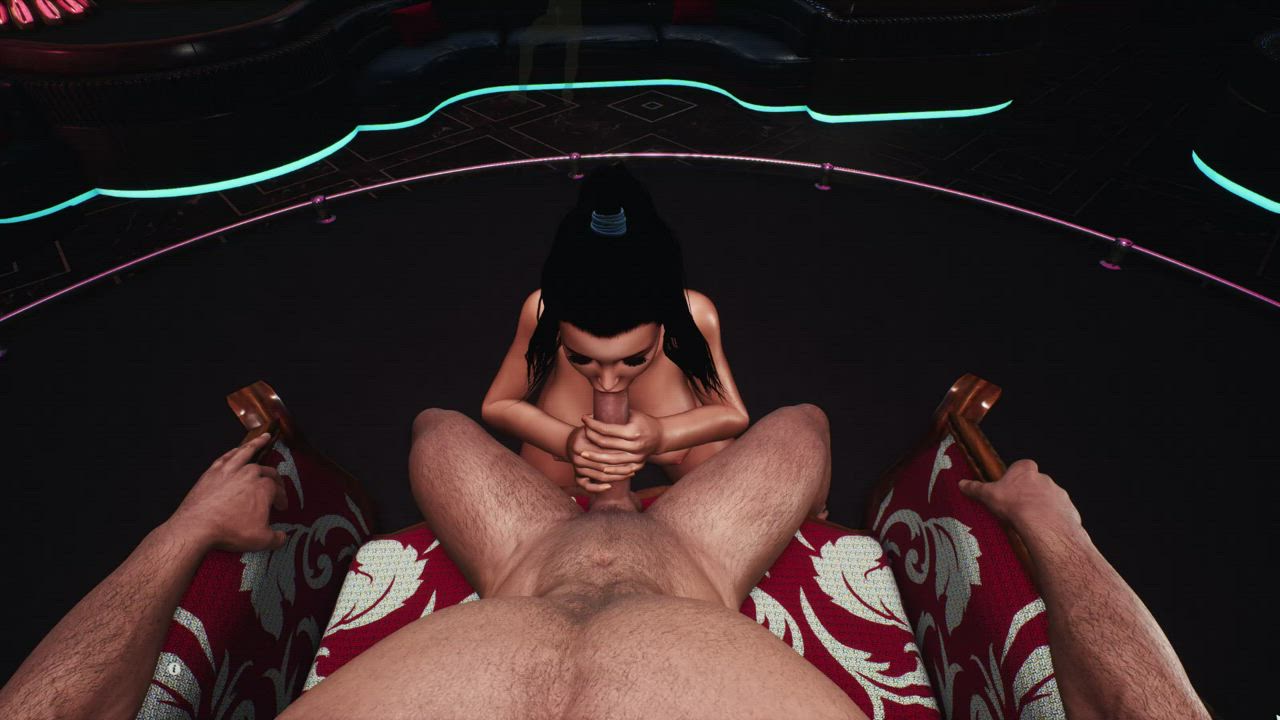3D Big Dick Big Tits Blowjob Brunette Chair Sex POV gif