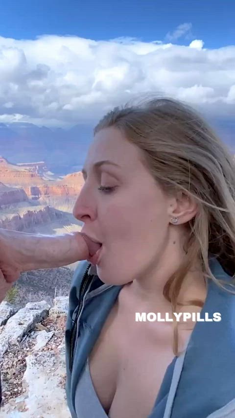 amateur blowjob deepthroat hiking outdoor pov real couple r/fuckoutdoors gif