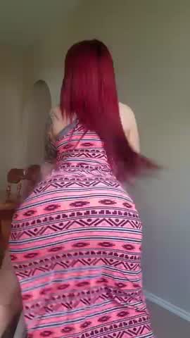 Redhead Bussing Down in Long Dress