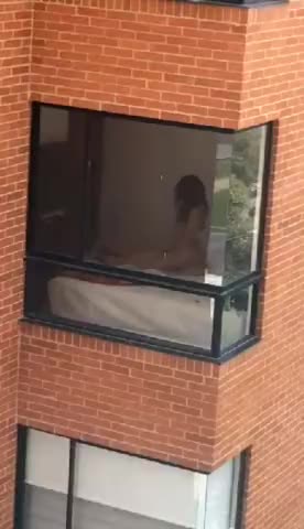 Hot college couple Caught! Fucking through dorm window