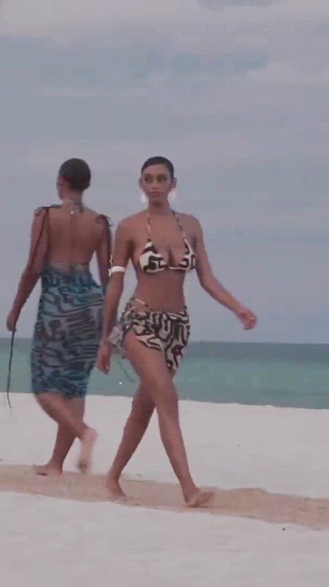 bikini model walking gif