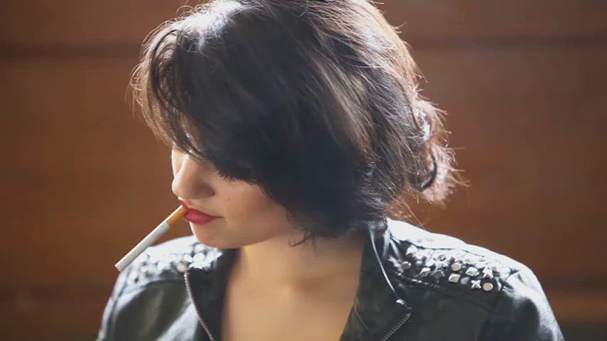 leather smoking tease smoking-fetish gif