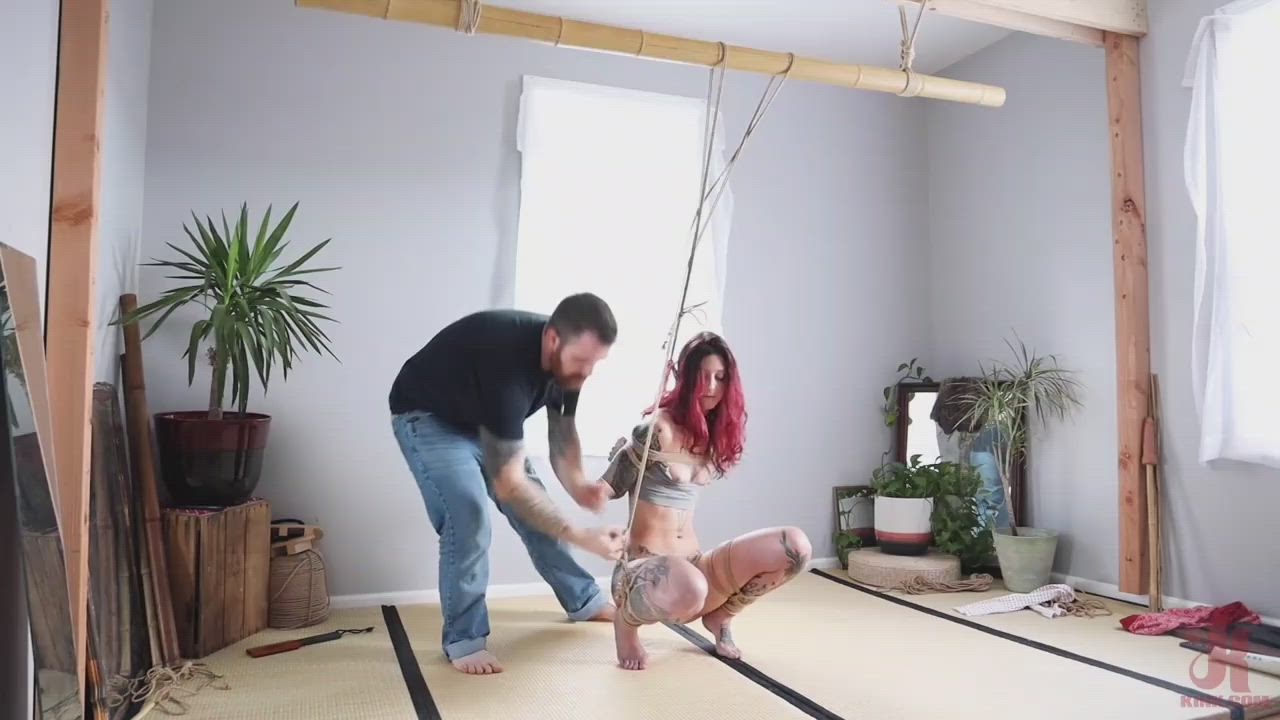 Bondage Redhead Rope Play Submission gif