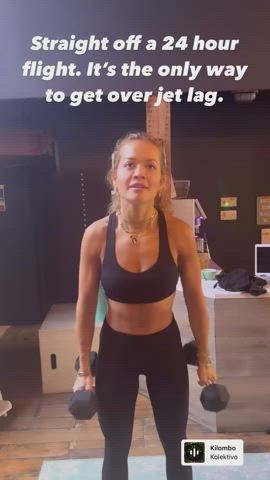 rita ora spandex workout gif