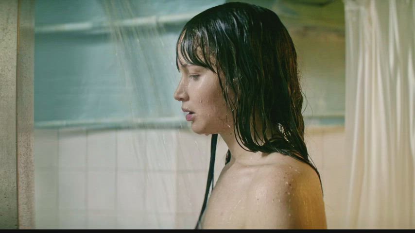 actress celebrity jennifer lawrence jiggling movie natural tits nude shower uncensored
