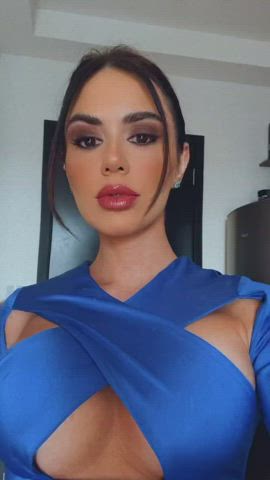 body boobs brazilian brown eyes brunette dani dress facial goddess tease gif