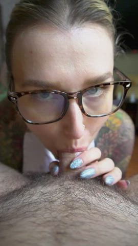 Blowjob Glasses Oral Sucking Tattoo Thick gif