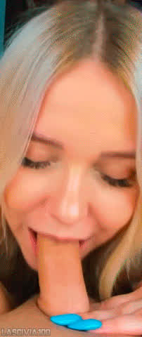 Blonde Blowjob Blue Eyes Cam Camgirl Eye Contact POV Sucking Webcam gif