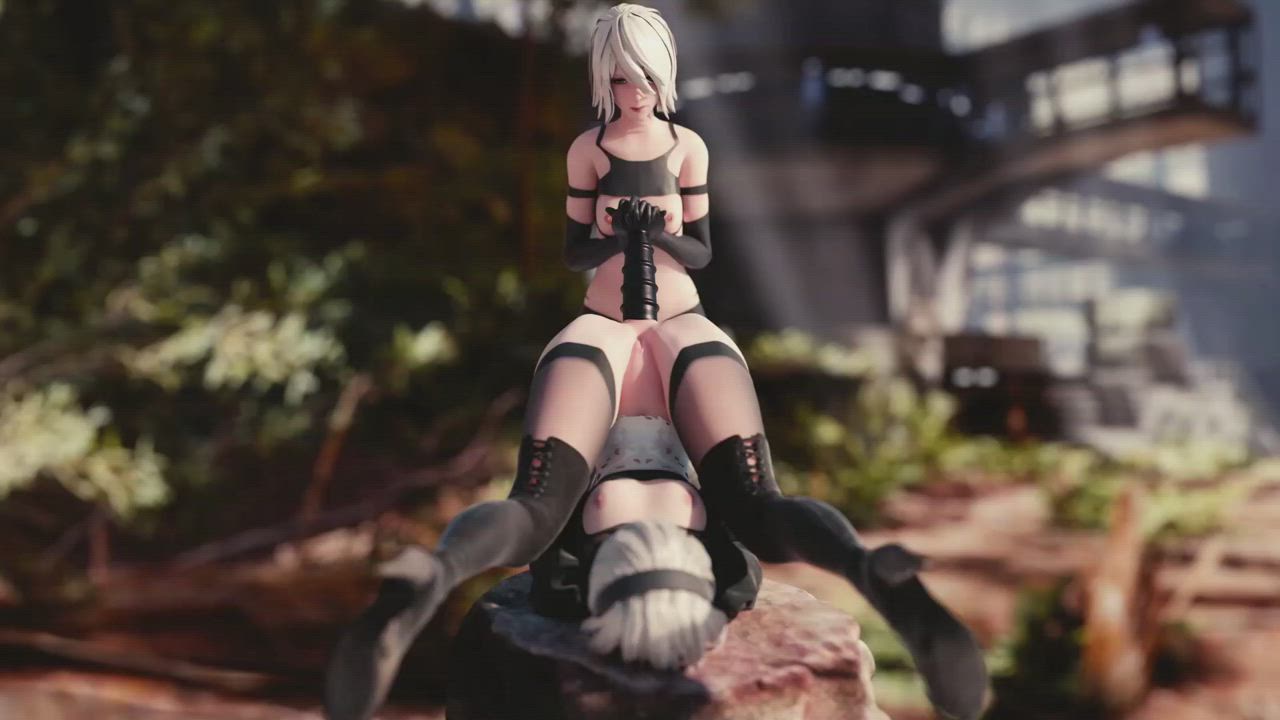 A2 fucked 2B by dildo (Tiaz-3DX) [Nier]