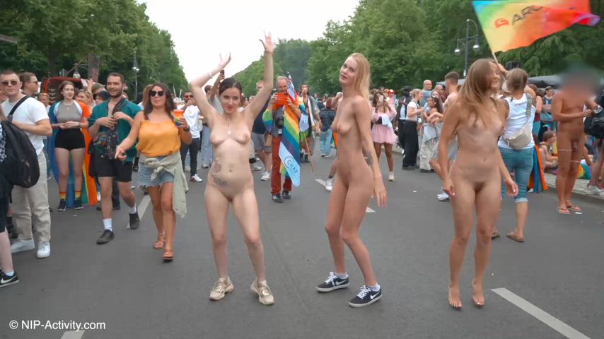 exhibitionist group nude party gif