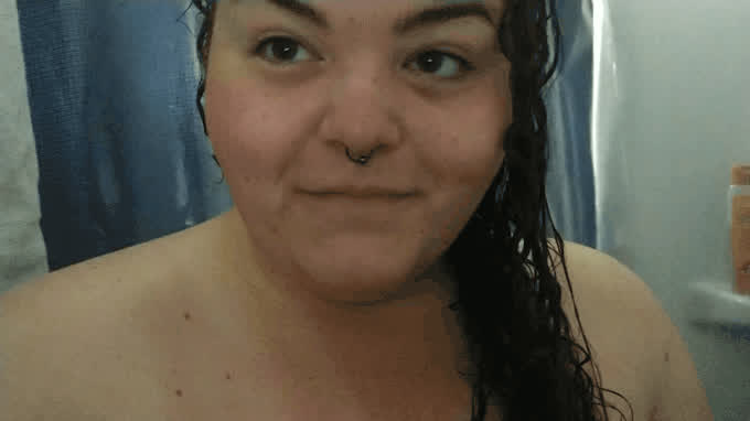 bbw cute nipple play nipples pierced shower spanking tease tits gif