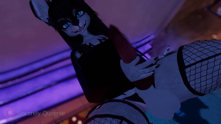 Mouse girl stroking that thicc cock of hers in front of you!