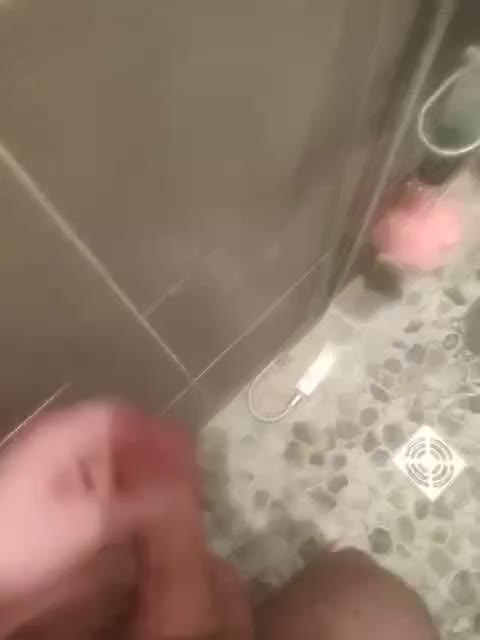 cumming on shower wall
