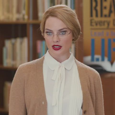 celebrity female glasses margot robbie gif