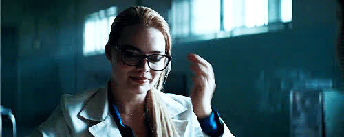 blonde glasses harley quinn gif