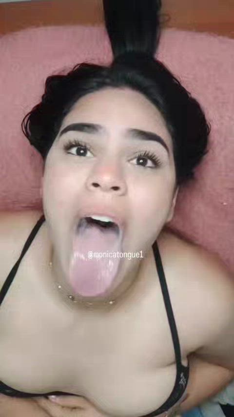 deepthroat long tongue throat tongue tongue fetish gif