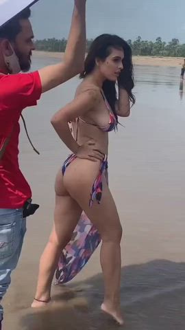 ass beach bikini bollywood candid celebrity cleavage indian swimsuit thighs gif