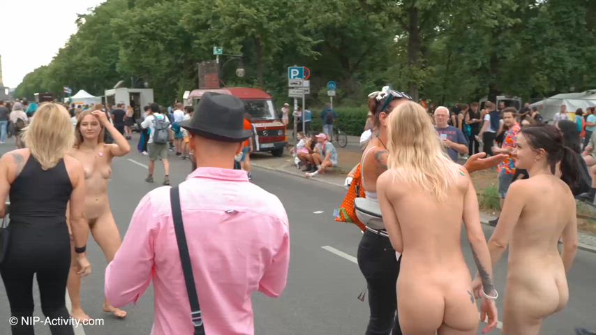 exhibitionist group nude party gif