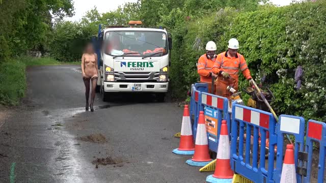 Naked Walk Near Roadside Crew