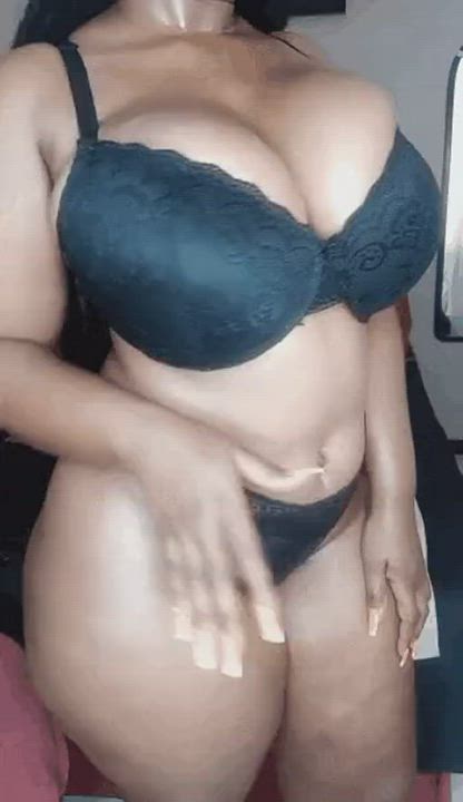 African BBW Big Tits Bra Cleavage Ebony Panties South African Thick gif