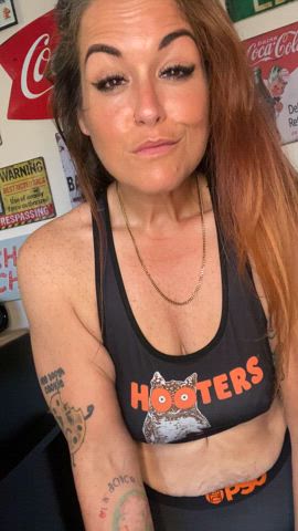 amateur big tits boobs hooters long hair milf saggy tits tease gif